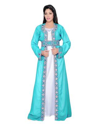 Blue Georgette Embroidered Zari Work Islamic Kaftans 1