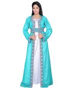 Blue Georgette Embroidered Zari Work Islamic Kaftans