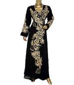 black georgette embroidered zari work islamic kaftans