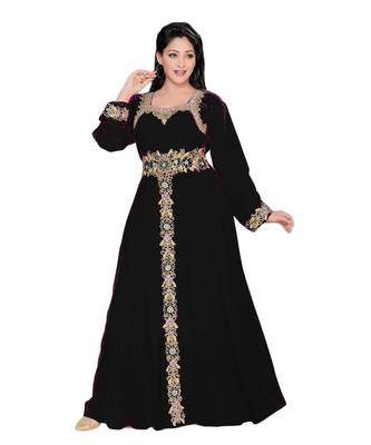 Black Georgette Embroidered Zari Work Islamic Kaftans 1
