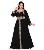 Black Georgette Embroidered Zari Work Islamic Kaftans