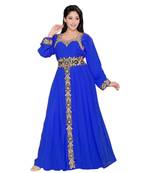 Royal Blue Georgette Embroidered Zari Work Islamic Kaftans