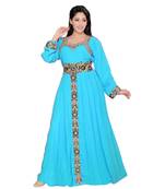 Blue Georgette Embroidered Zari Work Islamic Kaftans