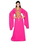 Pink Georgette Embroidered Zari Work Islamic Kaftans