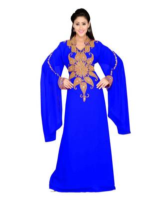 Royal Blue Georgette Embroidered Zari Work Islamic Kaftans 1
