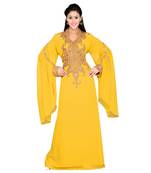 Yellow Georgette Embroidered Zari Work Islamic Kaftans