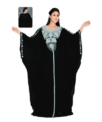 Black Georgette Embroidered Zari Work Islamic Kaftans 1