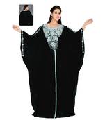 Black Georgette Embroidered Zari Work Islamic Kaftans
