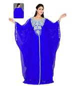 Royal Blue Georgette Embroidered Zari Work Islamic Kaftans