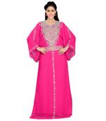 Pink Georgette Embroidered Zari Work Islamic Kaftans