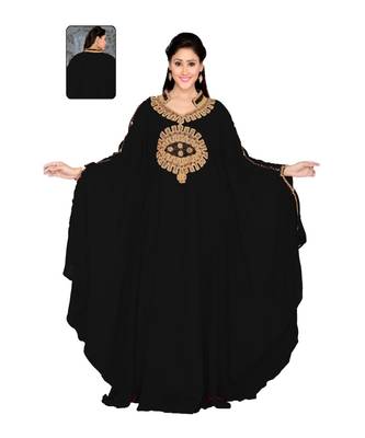 Black Georgette Embroidered Zari Work Islamic Kaftans 1
