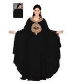 Black Georgette Embroidered Zari Work Islamic Kaftans