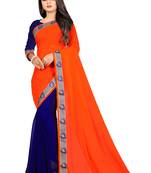 Orange Plain Georgette Saree With Blouse