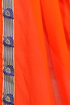 Orange Plain Georgette Saree With Blouse 5