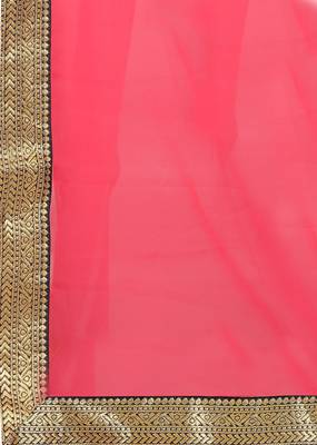 Pink Plain Georgette Saree With Blouse 5