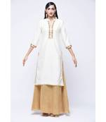 White Floral Print Cotton Stitched Kurta Sets