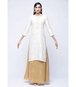 White Floral Print Cotton Stitched Kurta Sets