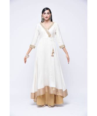 White Floral Print Cotton Stitched Kurta Sets 1
