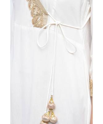 White Floral Print Cotton Stitched Kurta Sets 5