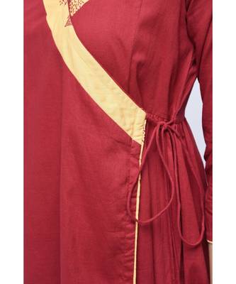 Red Floral Print Cotton Stitched Kurta Sets 5