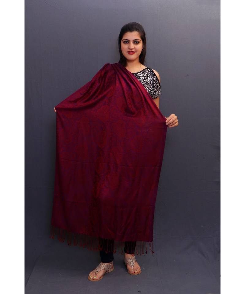 Delicate Wrap Along With Purple Base And Paisleys Looks Elegant When Team Up With Denims Or Suit.