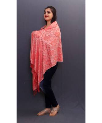 Delicate Wrap Along With Peach Base And Paisleys Looks Elegant When Team Up With Denims Or Suit. 1