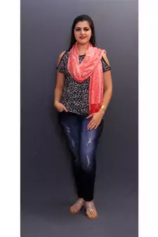 Delicate Wrap Along With Peach Base And Paisleys Looks Elegant When Team Up With Denims Or Suit.