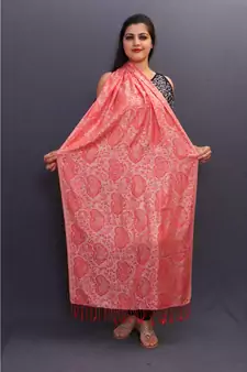 Delicate Wrap Along With Peach Base And Paisleys Looks Elegant When Team Up With Denims Or Suit.