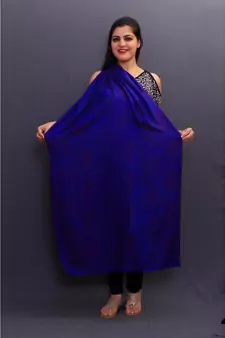 Delicate Wrap Along With Royal Blue Base And Paisleys Looks Elegant When Team Up With Denims Or Suit