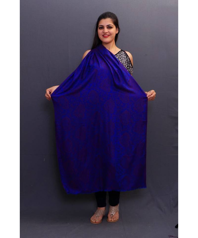 Delicate Wrap Along With Royal Blue Base And Paisleys Looks Elegant When Team Up With Denims Or Suit