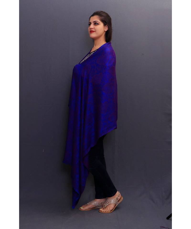 Delicate Wrap Along With Royal Blue Base And Paisleys Looks Elegant When Team Up With Denims Or Suit