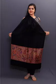 Delicate Wrap Along With Magical Black Base And Highly Defined Broad Border Gains Whole Attention.