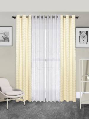 ROSARA HOME Pack of 4 Eyelet Polycotton Door Curtains 1