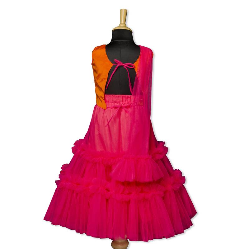 Pink & White Barbie By Indo Western Lehenga Choli With Dupatta