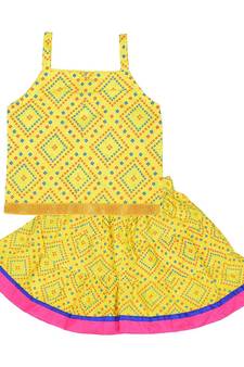 Bhandhej Block Print Cotton Baby Girls skirt & Top