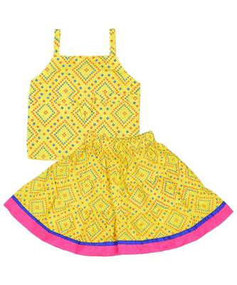 Bhandhej Block Print Cotton Baby Girls skirt & Top 2