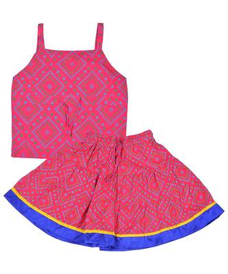 Bhandhej Block Print Cotton Baby Girls skirt & Top 2