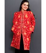 Maroon Colour Kashmiri Aari Work Embroidered Jacket With Beautiful Designer Jall Pattern