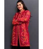 Mauve Colour Kashmiri Aari Work Embroidered Jacket With Beautiful Bail And Border On Openings.