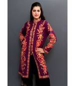 Violet Colour Kashmiri Aari Work Embroidered Jacket With Beautiful Bail And Border On Openings.