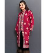 Mauve Colour Kashmiri Aari Work Embroidered Jacket With Beautiful Border And Allover Motifs.