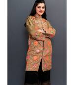 Mud Colour Embroidered Jacket With Beautiful Aari Embroidery Gives Attractive Look To The Wearer.