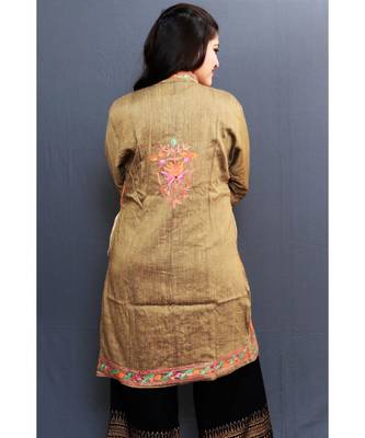 Mud Colour Embroidered Jacket With Beautiful Aari Embroidery Gives Attractive Look To The Wearer. 2