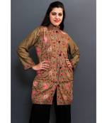 Mud Colour Embroidered Jacket With Beautiful Aari Jaal Gives Attractive Look To The Wearer.