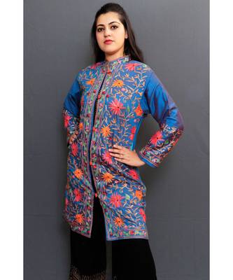 Blue Colour Embroidered Jacket With Beautiful Aari Jaal Gives Elegance To The Wearer. 1