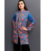 Blue Colour Embroidered Jacket With Beautiful Aari Jaal Gives Elegance To The Wearer.
