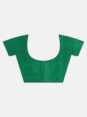 Green Printed Faux Silk Blend Saree With Blouse 5