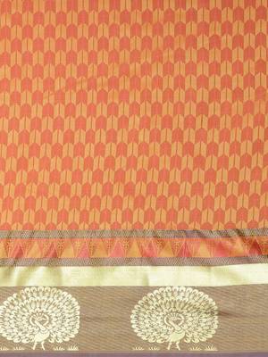 CLASSICATE From The House Of The Chennai Silks Women's Orange  Dharmavaram Silk Saree With Blouse 3