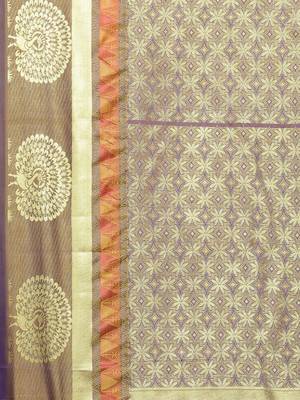 CLASSICATE From The House Of The Chennai Silks Women's Orange  Dharmavaram Silk Saree With Blouse 4