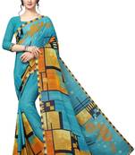 Sky Blue Printed Georgette Saree